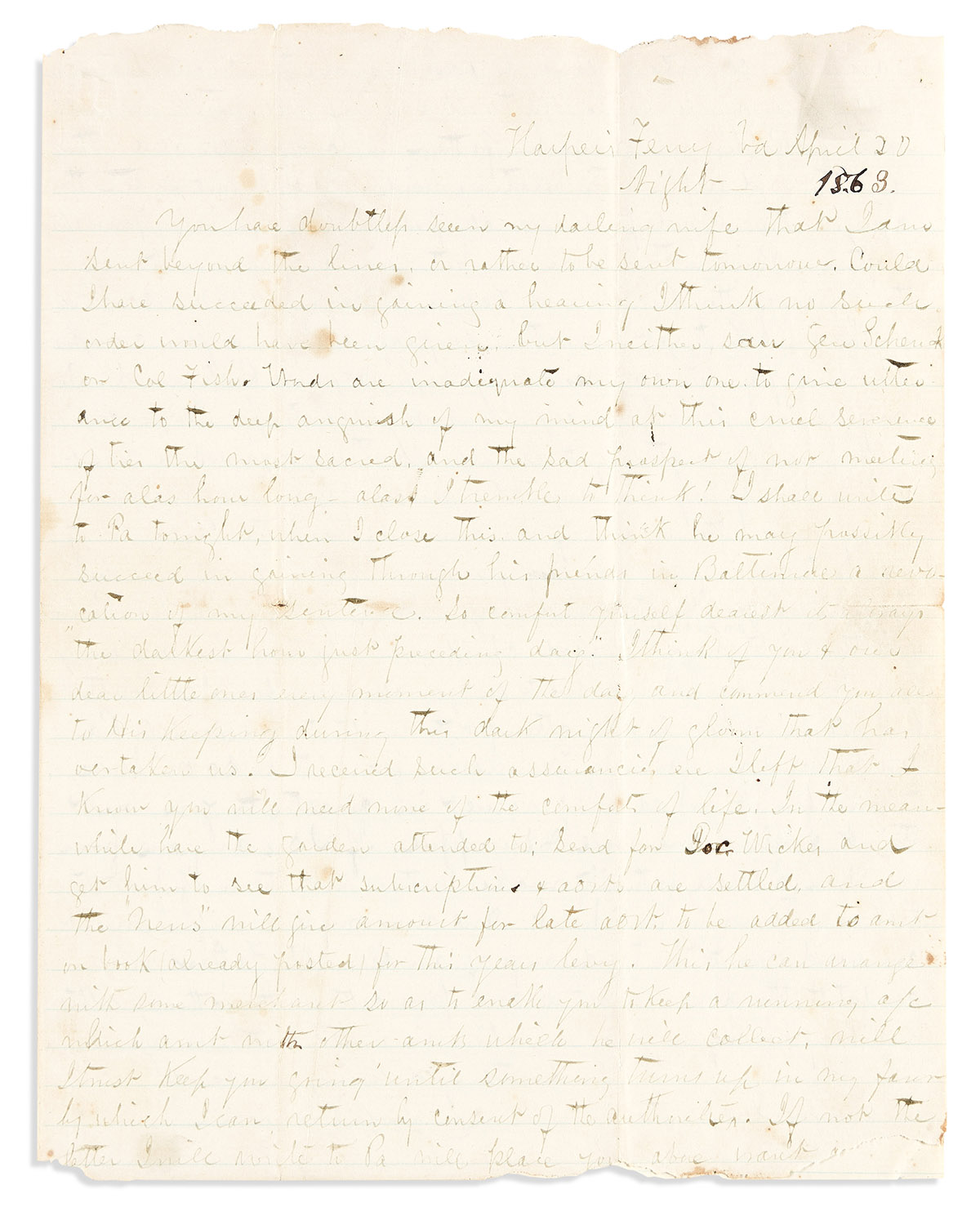(CIVIL WAR--MARYLAND.) J. Leeds Barroll. Letter by a Confederate-leaning newspaperman being exiled to Virginia, with other letters.